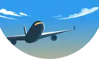 a cartoon drawing of a plane flying in the sky