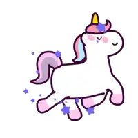 a cartoon unicorn with a pink mane and tail