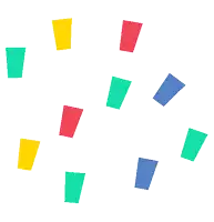 a bunch of colorful squares on a white surface