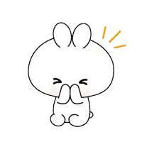 a black and white drawing of a cute bunny rabbit sitting down with its hands on its face .