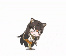 a cartoon drawing of a girl with long hair and a tiger 's head