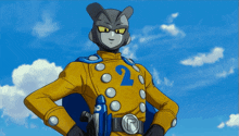 a cartoon character with the number 2 on his yellow shirt