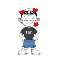a cartoon character is wearing a tshirt that says tbh