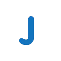 blue letter j on a white background