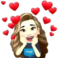 a cartoon girl is wearing a shirt with the word miggi on it