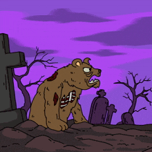 a cartoon drawing of a bear with a striped shirt on its chest