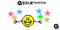 a star tamil chat logo with a smiley face in the center
