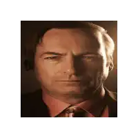 a close up of a man 's face with a suit and tie