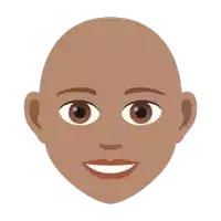 a bald head with brown eyes and a smile on its face