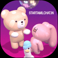 a picture of a teddy bear a rabbit and a duck with the words starttamilchat.in on it
