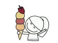 a cartoon of a person eating an ice cream cone