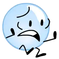 a cartoon character with a face and arms is a bubble