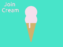 an ice cream cone with the words " join cream " above it