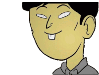 a cartoon of a man making a funny face with a big smile