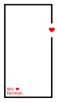 a black frame with a red heart and the words wir heirat on it