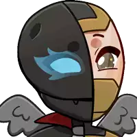 a cartoon drawing of a man with wings and a half face