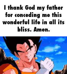 i thank god my father for conceding me this wonderful life in all its bliss amen