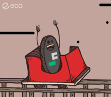 a cartoon drawing of a roller coaster with the word eco at the top