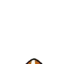 a cartoon fox with a surprised look on its face is standing on a white background .