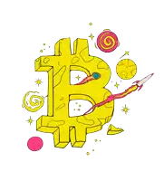 a drawing of the letter b with a rocket flying through it