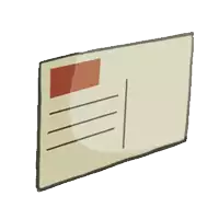 an envelope with a red square on it
