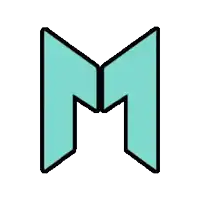 a cartoon drawing of the letter m with a black outline