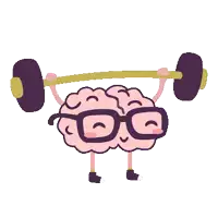 a brain with glasses is lifting a barbell over its head