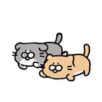 a cartoon of two cats playing with each other .