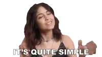 a woman says it 's quite simple in front of a white backdrop