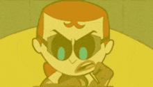 a cartoon character with blue eyes is making a funny face