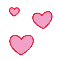 three pink hearts on a white background