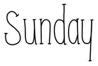 the word sunday is written in black and white on a white background