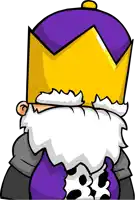 a cartoon of a man with a beard wearing a crown