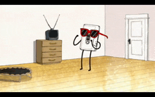 a cartoon of a cassette tape with sunglasses on