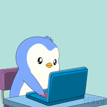 a cartoon of a penguin sitting in front of a laptop with the words " i will do it asap "