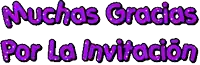 a purple text that says muchas gracias por la invitacion on a white background