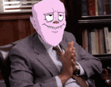 a man in a suit and tie has a cartoon face on his face