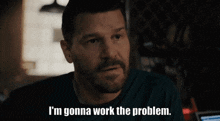 a man says " i 'm gonna work the problem " in a dark room