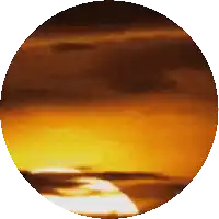 a picture of a sunset in a circle with a white background
