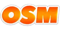 a logo for osm is orange and white on a white background