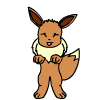 a cartoon drawing of a brown eevee standing on its hind legs .