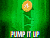a coin with the letter a on it is being pumped up
