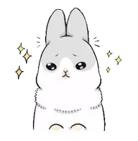 a drawing of a rabbit with a sad look on his face