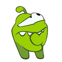 a green cartoon character with big eyes and a long nose