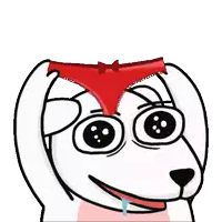 a cartoon dog is holding a red underwear over its head