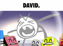 a cartoon drawing of a crying face with the name david above it