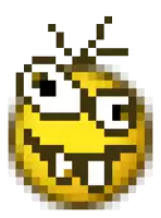 a pixel art of a bee with a smiley face on it
