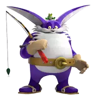a cartoon character holding a fishing rod with a frog on top of his head