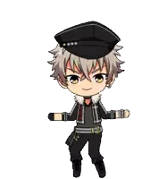 a cartoon character wearing a hat and a black jacket