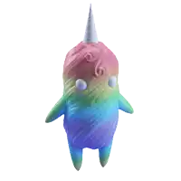 a colorful unicorn with a white horn on its head